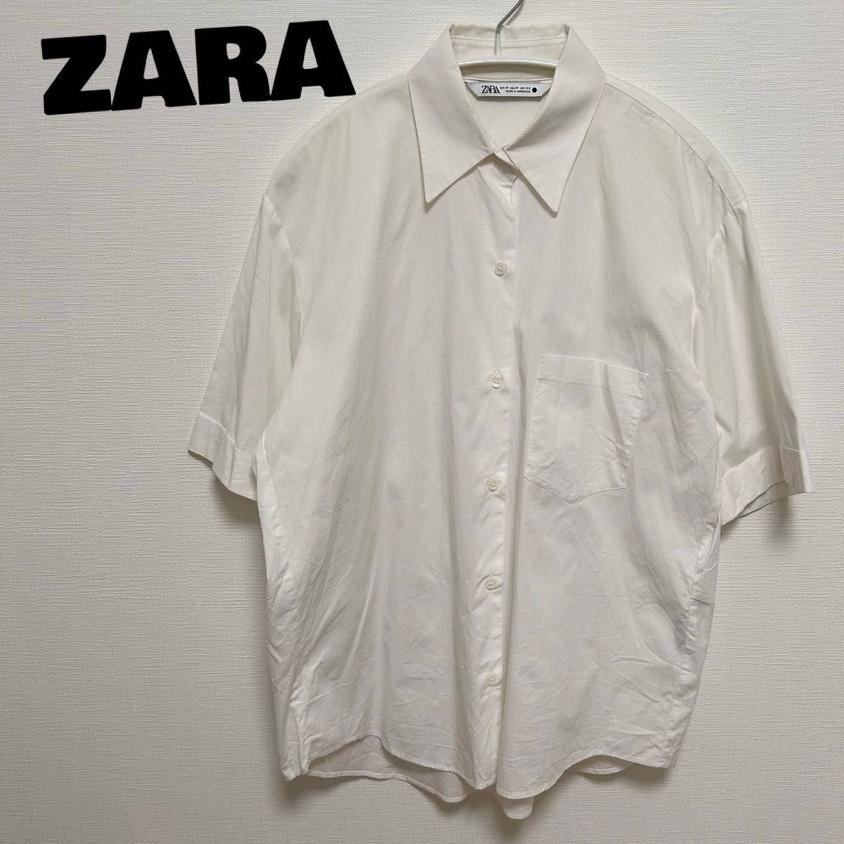 zara ザラ　シャツ　白　ホワイト　半袖　Ｍサイズ　メンズ　レディース