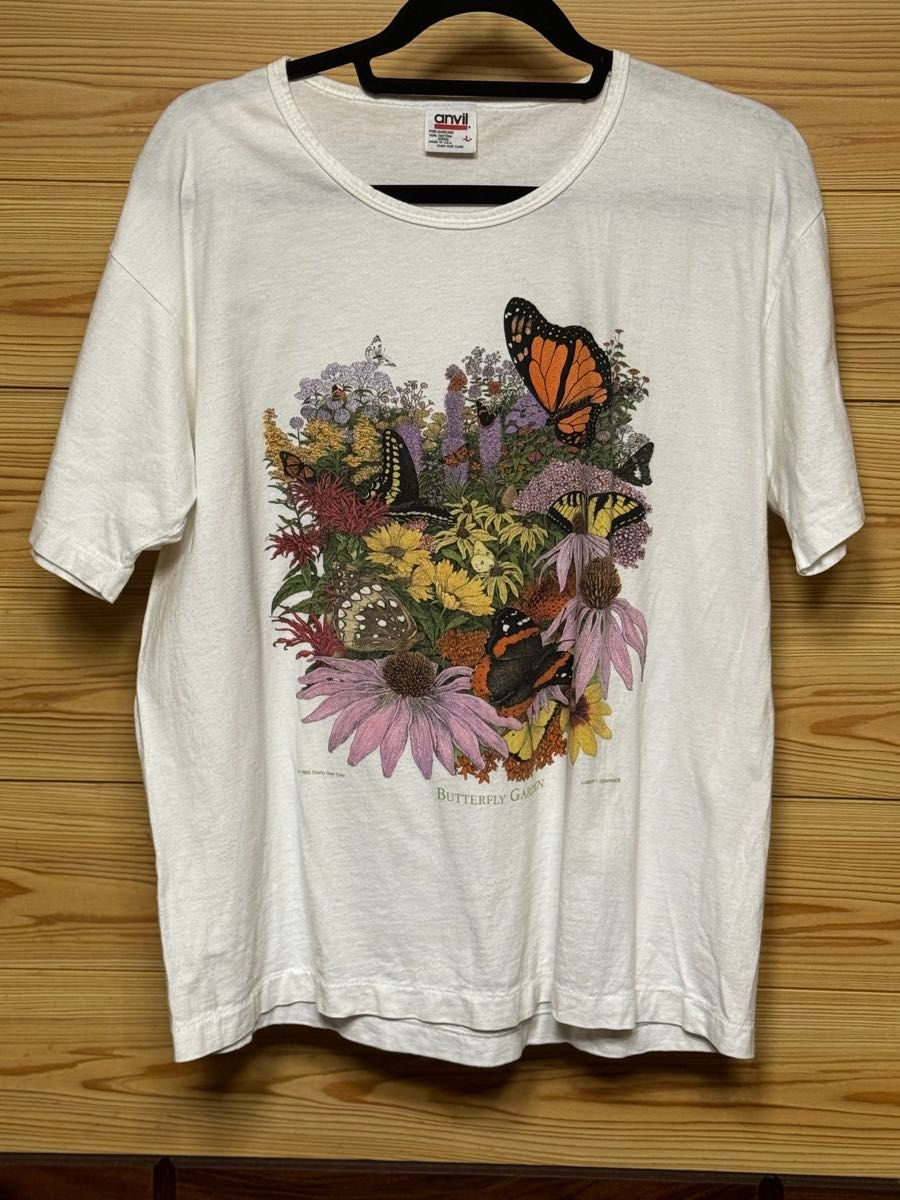 90's アニビル　anivil Tシャツ　半袖　カットソー　プリント サイズL 花柄