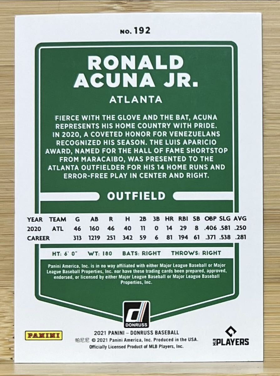 2021 Donruss ロナルド・アクーニャJr. Ronald Acuna Jr. #192_画像2