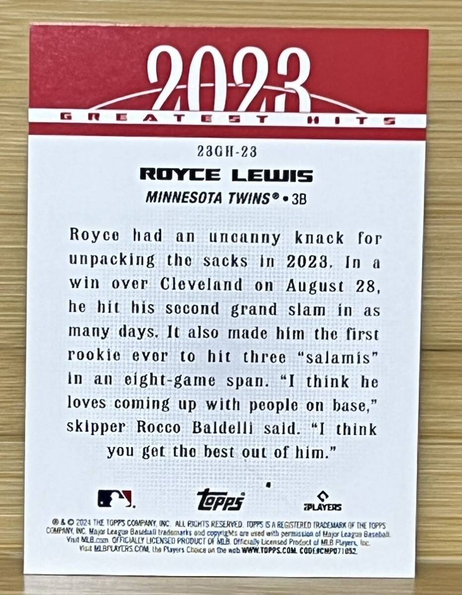 2024 Topps Series 1 ロイス・ルイス Royce Lewis Greatest Hits #23GH-23_画像2