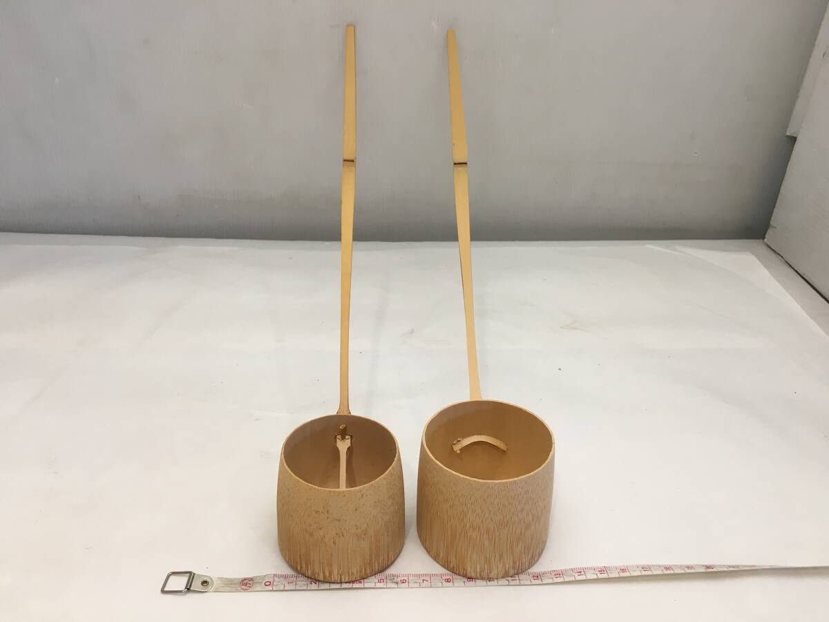 ■茶道具 柄杓 2点 差通 ＋ 炉用 全長約42cm 紙箱入り■_画像3