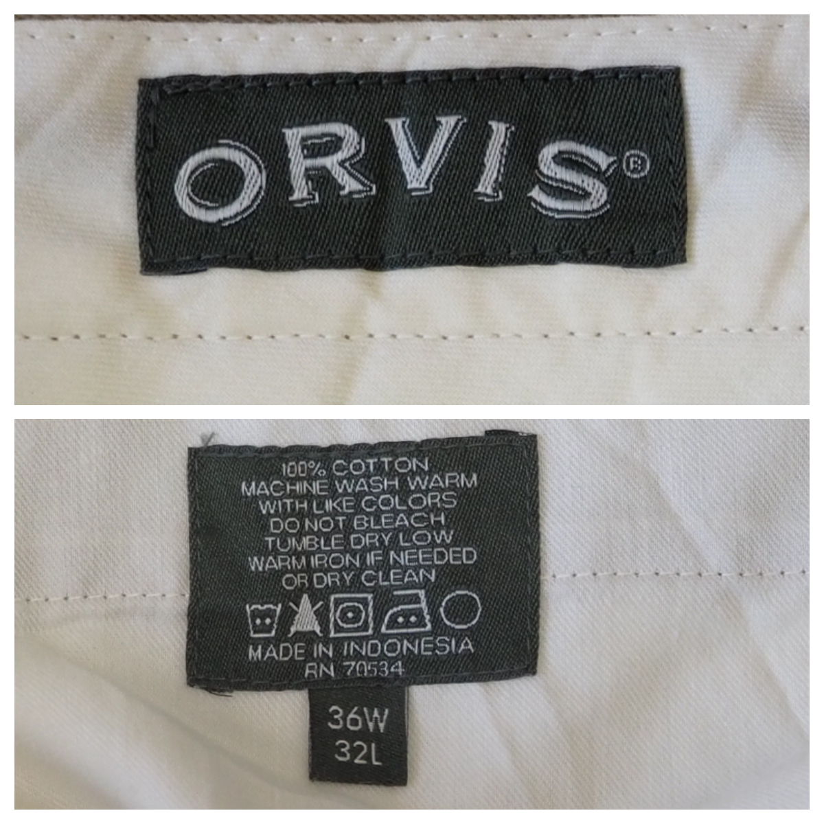 * free shipping * ORVIS Orbis USA direct import old clothes long pants tiger u The - chinos men's 36W khaki bottoms used prompt decision 