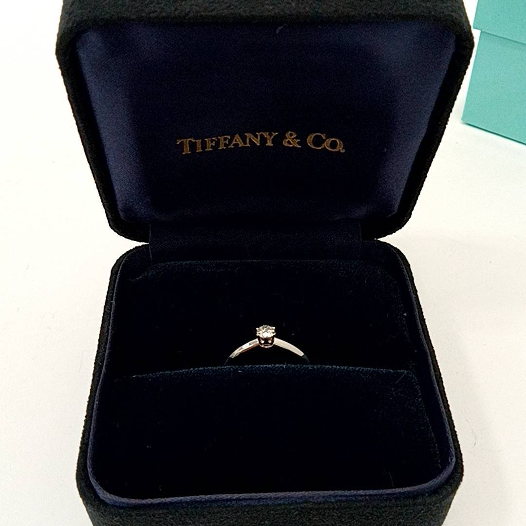 #1330 TIFFANY&CO. Tiffany platinum Pt950 ring ring 10 number 11 number Diamond Ring 0.21ct J22263 box attaching present condition goods accessory gift 