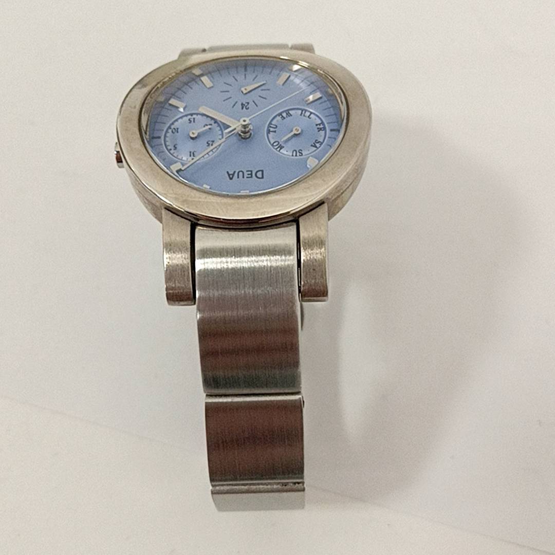 #1075 SEIKO セイコー DEUA デューア 腕時計 ALBA アルバ V33J-6B70 シルバー 銀 文字盤青 スカイブルー 不動品 箱付き レディース _画像7