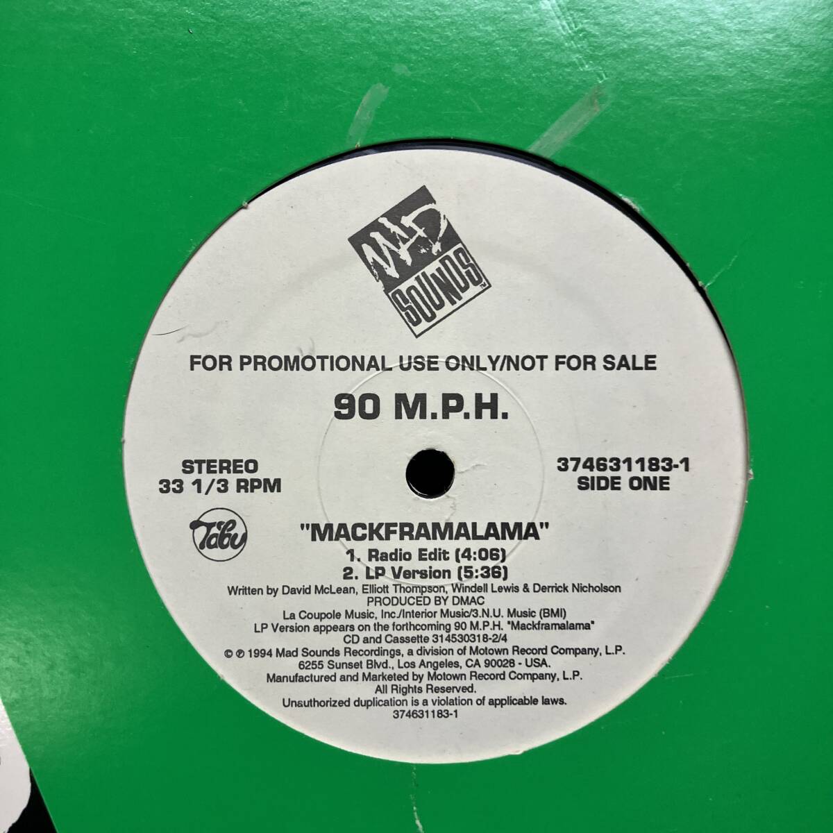 黒棚 HIPHOP,R&B 90 M.P.H. - MACKFRAMALAMA シングル レコード 中古品_画像1