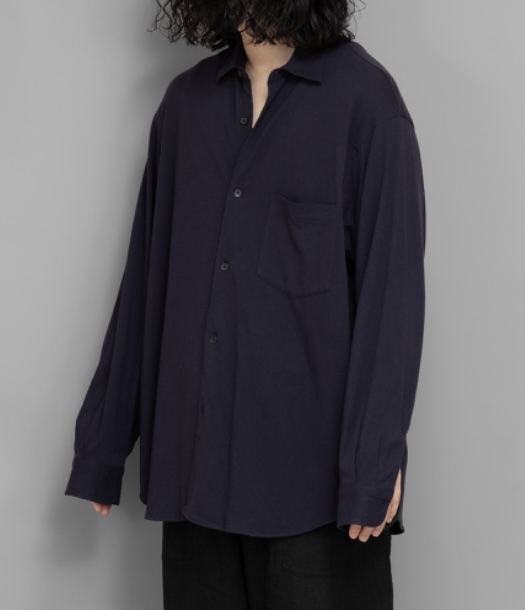 COMOLI JERSEY SHIRT 2024年S/S 今期 新品 size 3 NAVY 国内正規 Z01-05015 コモリ ジャージー シャツ ネイビー_画像6