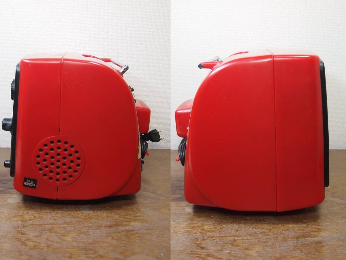 [ old thing * the first .] Showa Retro sharp white black tv 10P-K2UH red color 