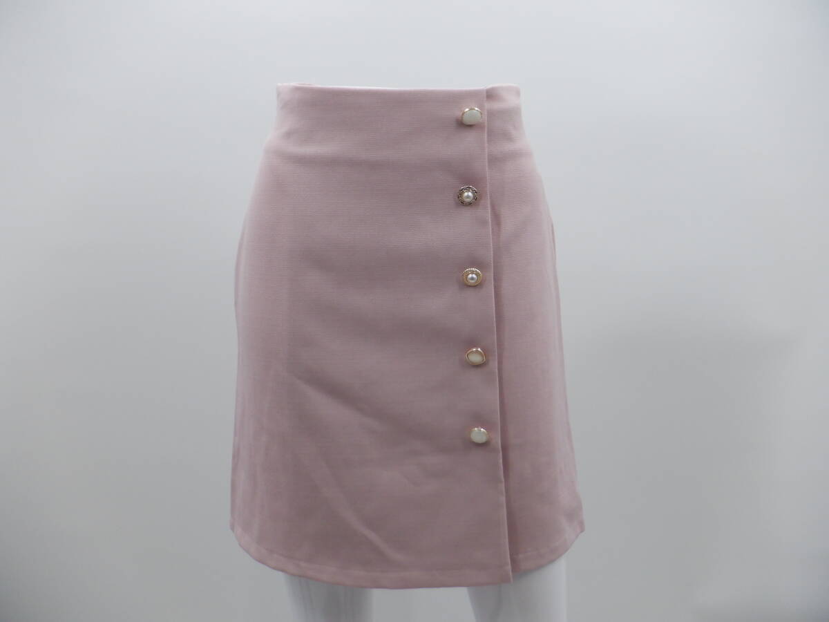 【新品】【INGNI イング】アソートボタン 変わり織 台形スカート/パープル ピンク【同梱可能】【スカート】【ボトムス】_画像1