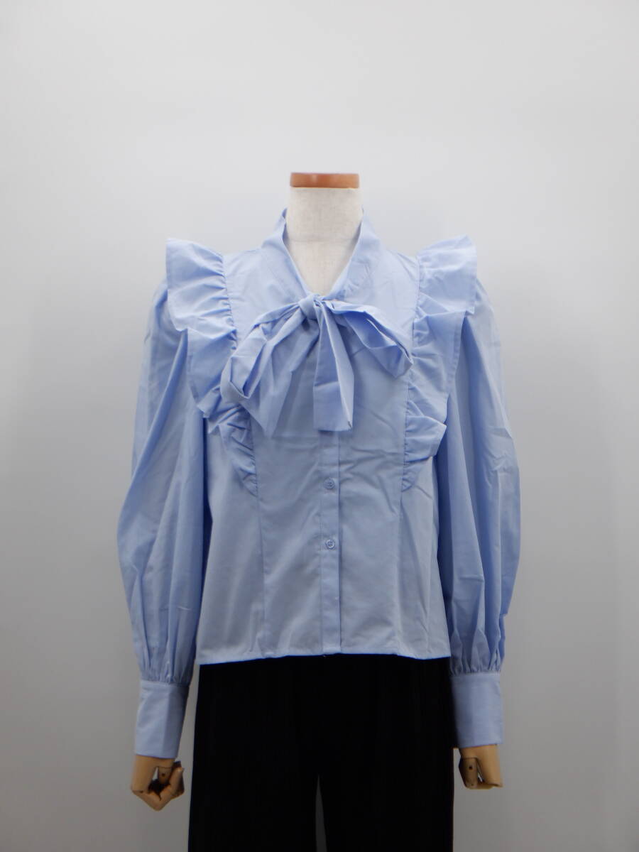 [ новый товар ][INGNI крыло ] bow Thai оборка блуза / sax голубой [ включение в покупку возможность ][ tops ][ блуза ]
