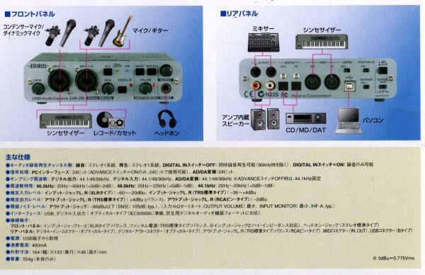【同梱OK】 USB Audio Capture UA-25 ■ USBオーディオ / MIDIインターフェース ■ ジャンク品_画像6