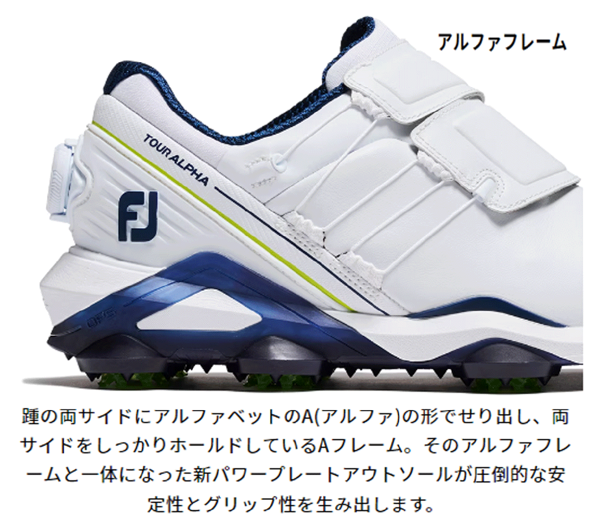 新品■フットジョイ■2024.2■ツアーアルファ ボア■#55549■ホワイト／ネイビー■26.0CM■W:EE~EEE■本格的ツアースパイク■正規品