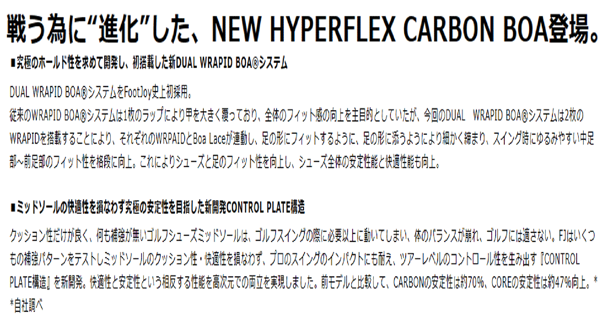 新品■フットジョイ■2023.2■ハイパーフレックス カーボン ボア スパイク■51122■ブラック／ブラック■26.5CM(W=EEE)■究極のホールド性_画像9