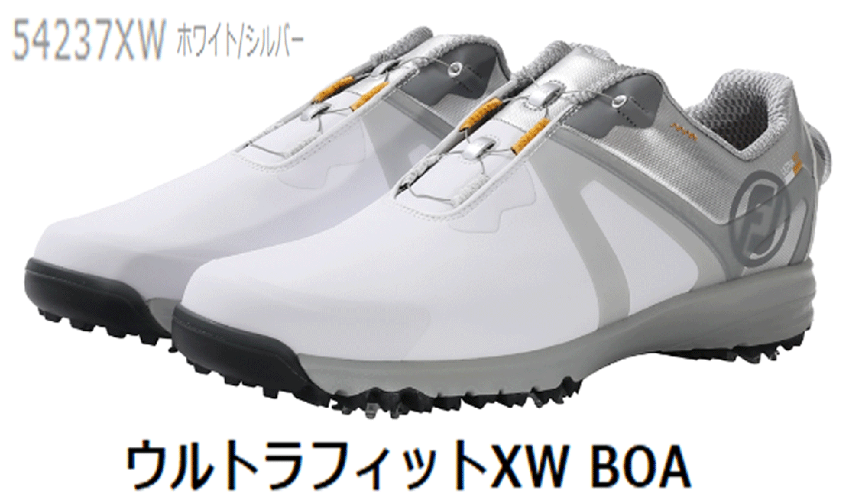セブンイレブン 冬ギフト 2024 新品■フットジョイ■ウルトラフィット XW ボア■54237■ホワイト/シルバー■27.0CM■XW=EEEE■幅広かつ甲高なデザイン■ボア スパイク■ 27.0cm