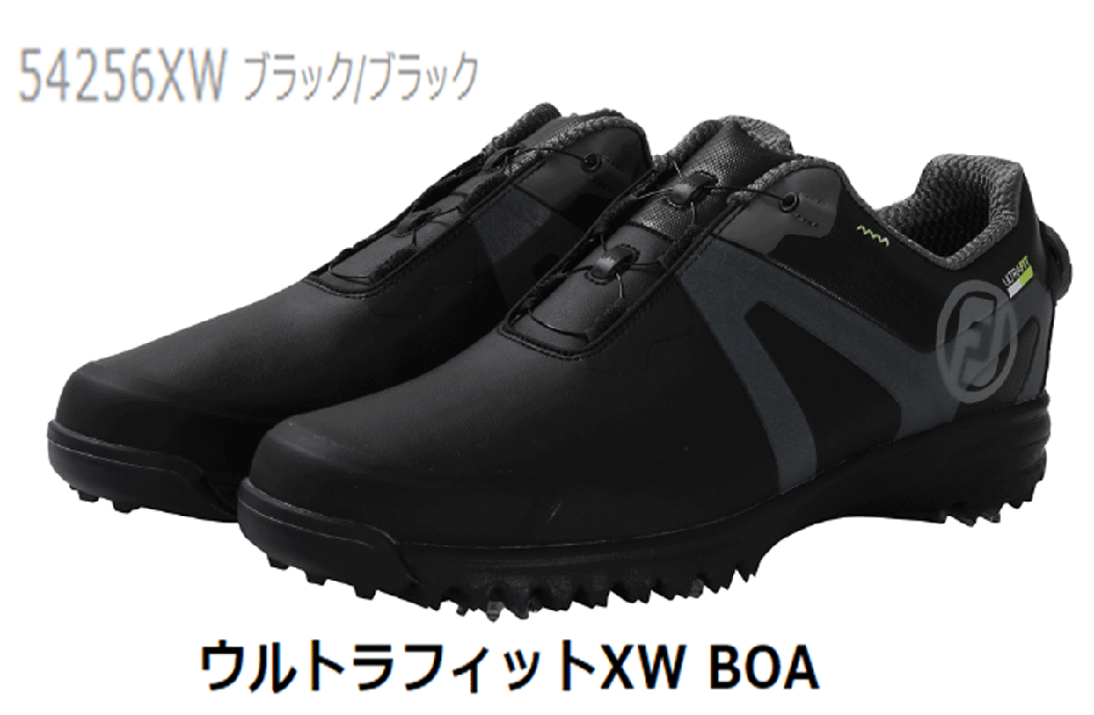 【高知インター店】 新品■フットジョイ■ウルトラフィット XW ボア■54256■ブラック/ブラック■26.5CM■XW=EEEE■幅広かつ甲高なデザイン■ボア スパイク■ 26.5cm