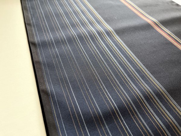 KIRUKIRU новый старый товар ткань [. Ooshima ] эпонж надеты сяку натуральный шелк ширина 37. темно-синий земля . в полоску маленький . кимоно мелкий рисунок casual материал материалы ткань переделка кройка и шитье японской одежды 