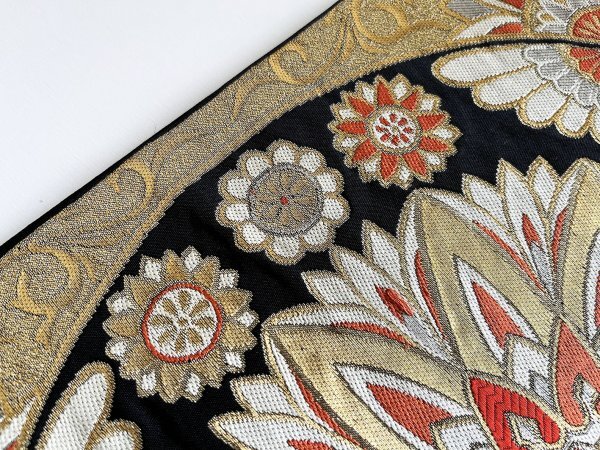 KIRUKIRU 美品 着用可 セミアンティーク 袋帯 正絹 黒地にゴールド 幾何学紋様 豪華 振袖 フォーマル 着物 和装_画像7