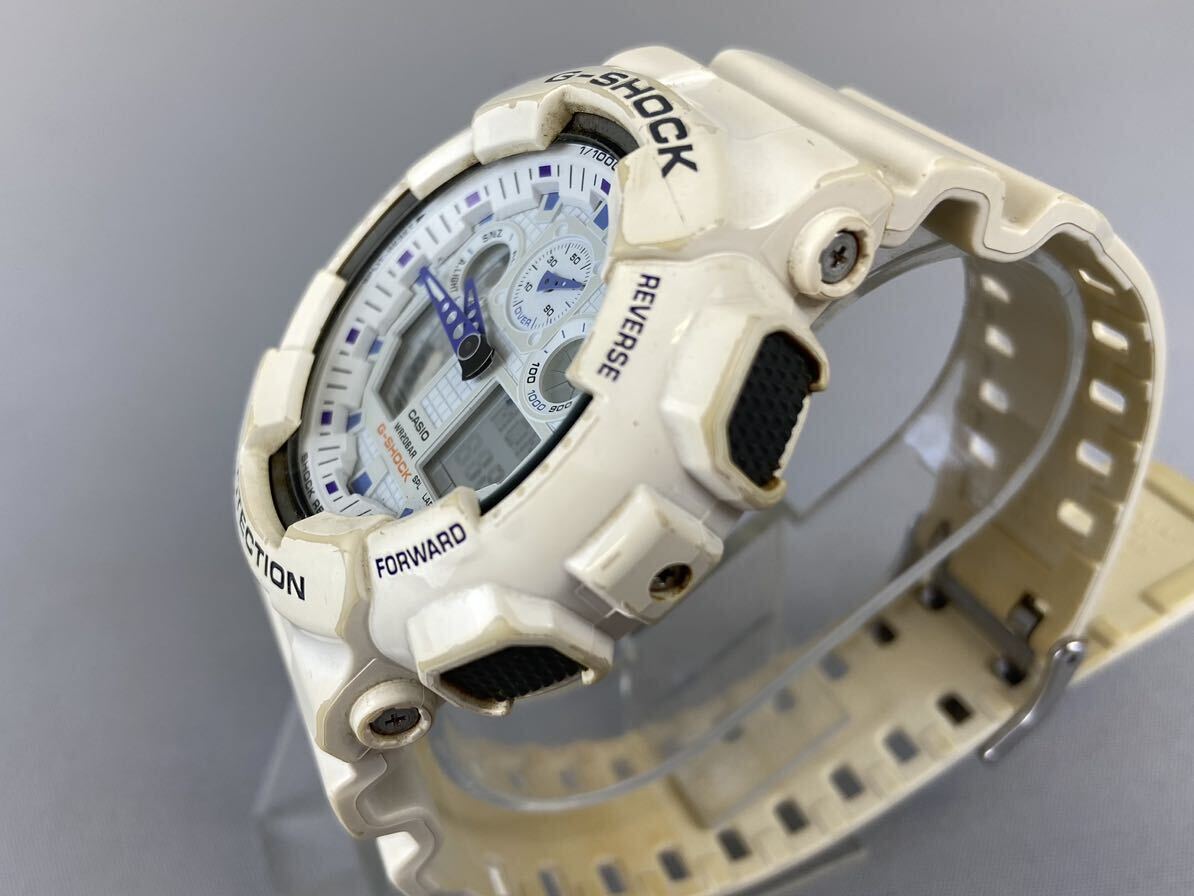 D25上F6 稼働品 G-SHOCK Gショック GA-100A CASIO 腕時計 カシオ アナデジ クオーツ QZ アナログ デジタル デ ホワイト の画像3