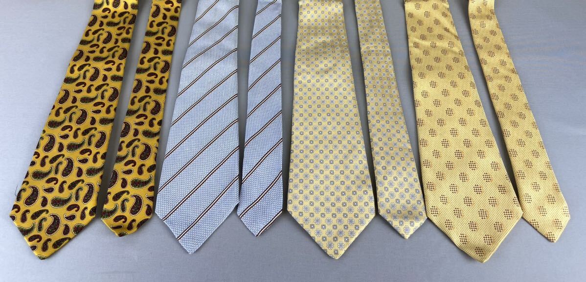 E14 on B6 KITONki ton necktie 4ps.@ summarize Italy made silk 100%peiz Lee stripe small floral print yellow b rookie ton 