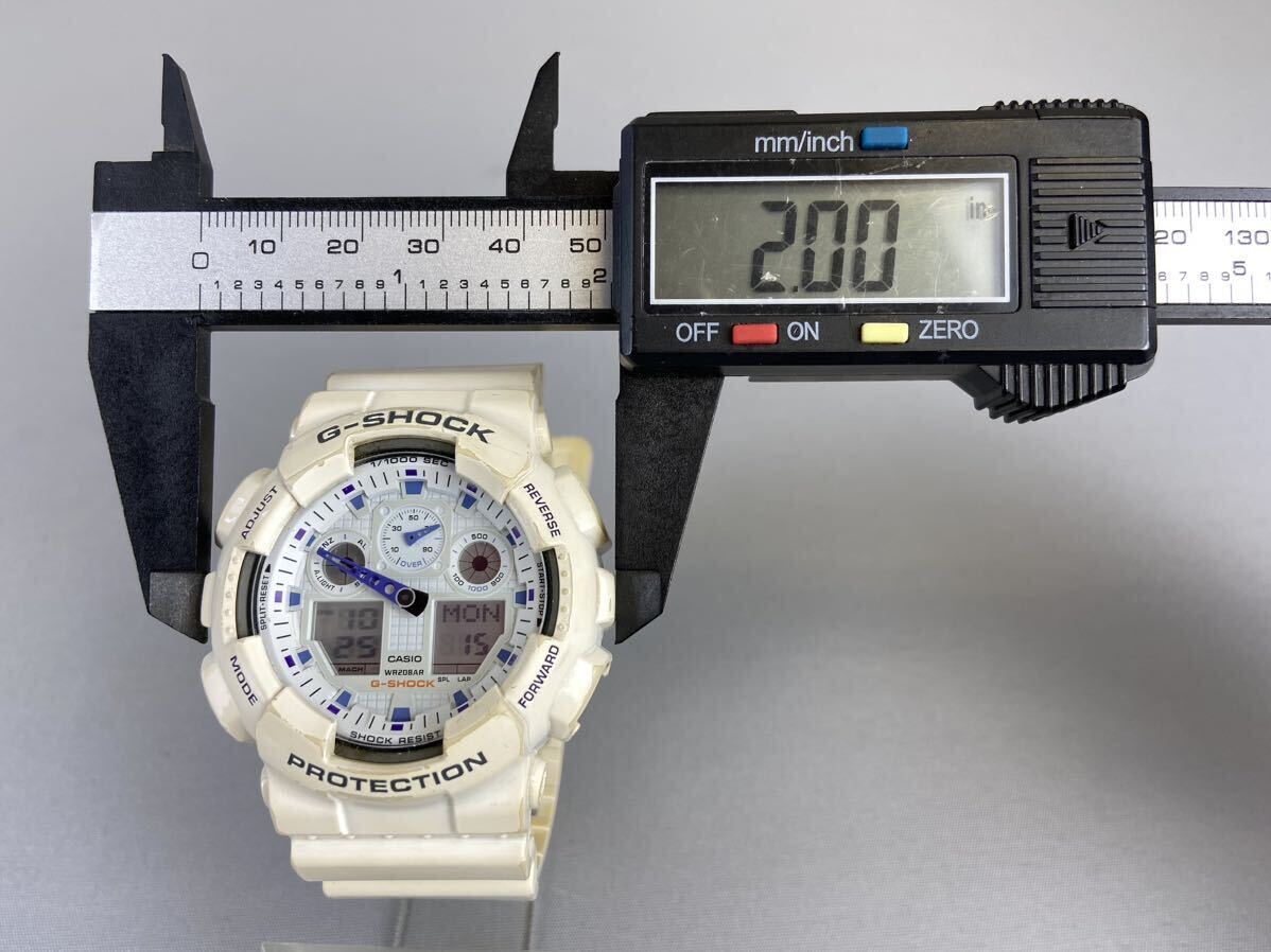 D25上F6 稼働品 G-SHOCK Gショック GA-100A CASIO 腕時計 カシオ アナデジ クオーツ QZ アナログ デジタル デ ホワイト の画像8