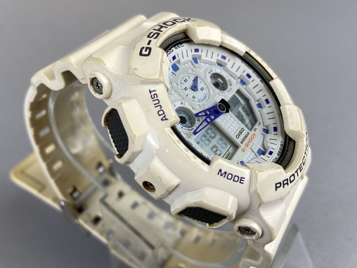 D25上F6 稼働品 G-SHOCK Gショック GA-100A CASIO 腕時計 カシオ アナデジ クオーツ QZ アナログ デジタル デ ホワイト の画像2