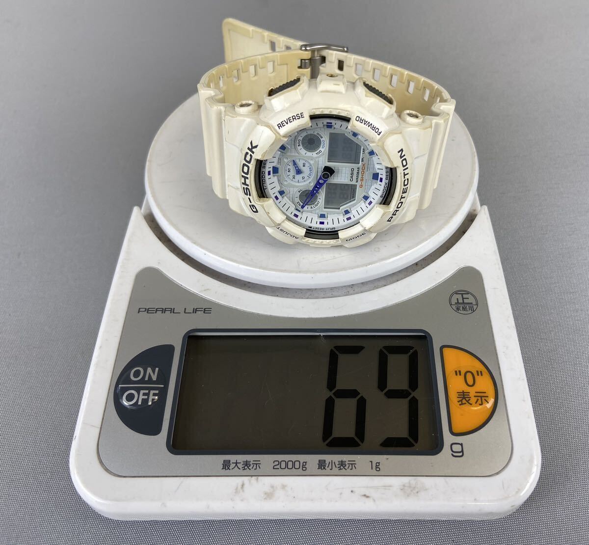 D25上F6 稼働品 G-SHOCK Gショック GA-100A CASIO 腕時計 カシオ アナデジ クオーツ QZ アナログ デジタル デ ホワイト の画像9