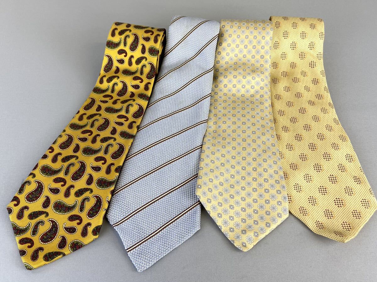 E14 on B6 KITONki ton necktie 4ps.@ summarize Italy made silk 100%peiz Lee stripe small floral print yellow b rookie ton 