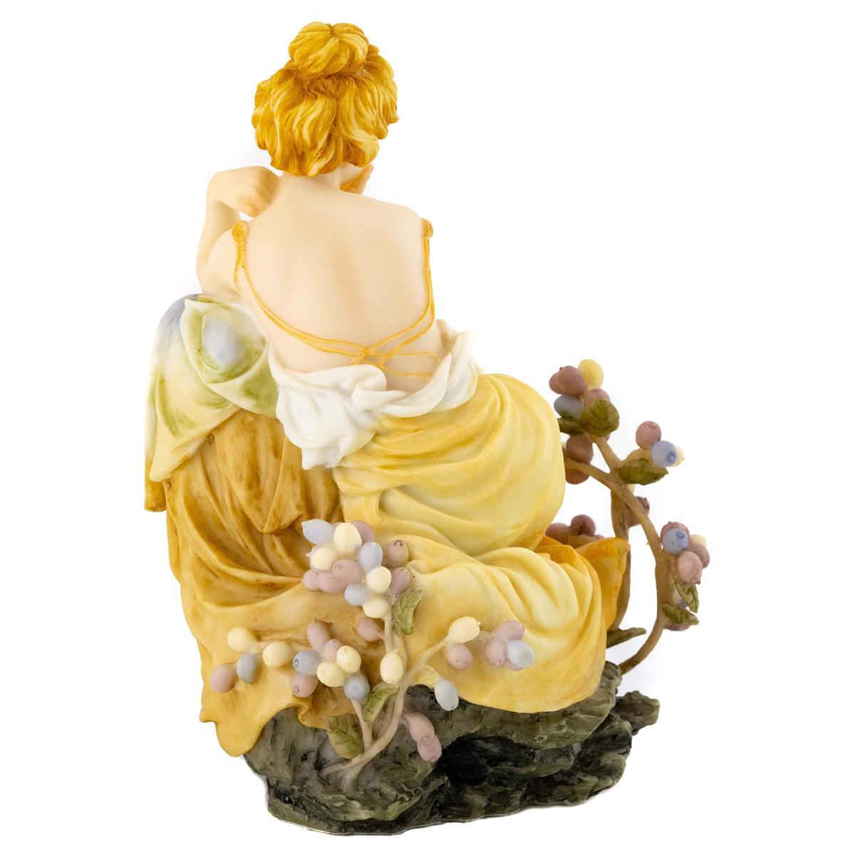 ミュシャ・コレクション アールヌーボー黄色のドレスを着た女性彫像彫刻高さ18ｃｍ書斎贈り物輸入品_画像4