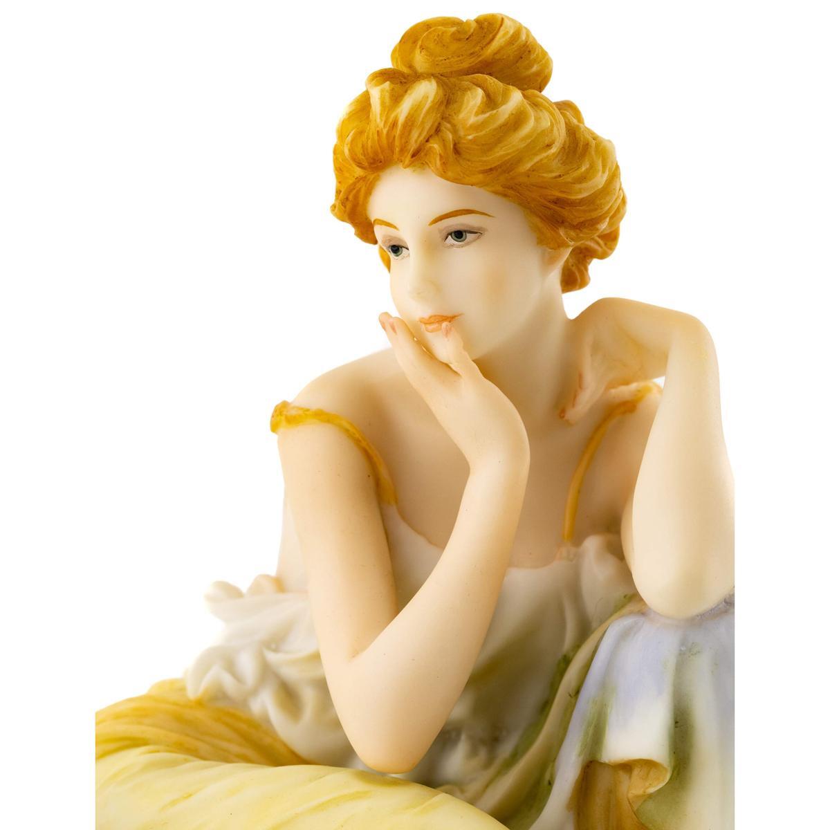 ミュシャ・コレクション アールヌーボー黄色のドレスを着た女性彫像彫刻高さ18ｃｍ書斎贈り物輸入品_画像6