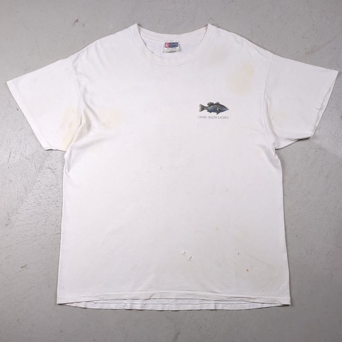 90s 90年代 CHAPS ラルフローレン USA製 アメリカ製 魚 プリントTシャツ ヴィンテージ ビンテージ シングルステッチ 古着 古着卸 1スタ_画像2