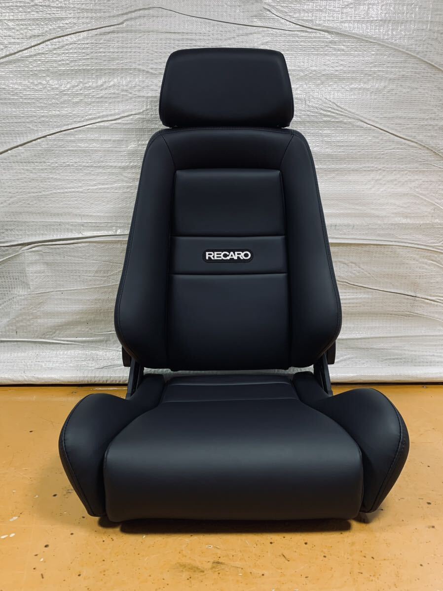 26.レカロ RECARO LX-VS 黒フェイクレザー張り替え 張替え 張替 ブラックシングルステッチ 両側ダイヤル_画像1