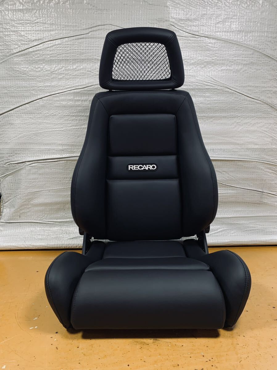 27.28.レカロ RECARO 2脚セット LS-L 黒フェイクレザー張り替え 張替え 張替 ブラックシングルステッチ 両側ダイヤル_画像2