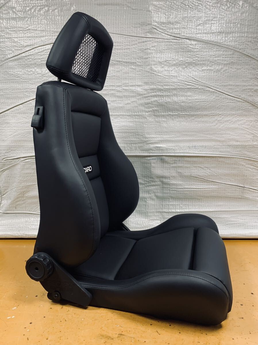 27.28.レカロ RECARO 2脚セット LS-L 黒フェイクレザー張り替え 張替え 張替 ブラックシングルステッチ 両側ダイヤル_画像7