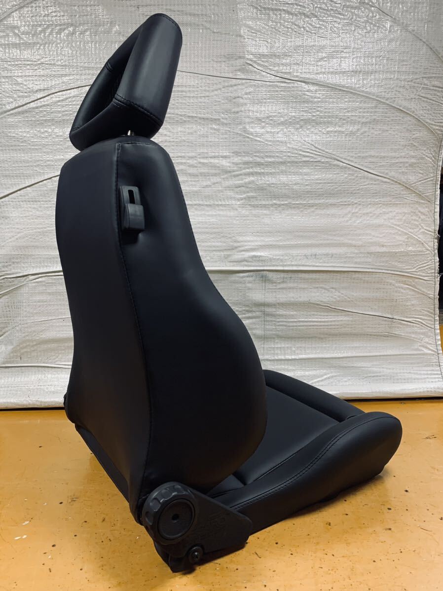 27.28.レカロ RECARO 2脚セット LS-L 黒フェイクレザー張り替え 張替え 張替 ブラックシングルステッチ 両側ダイヤル_画像9