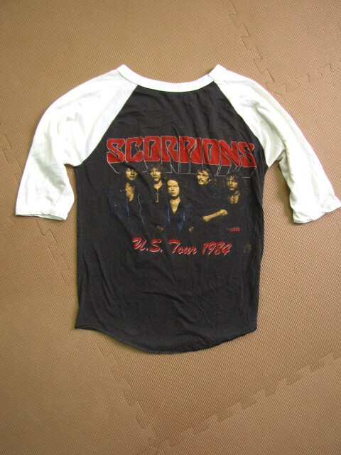 N200＊80’ｓビンテージ SCORPIONS 84年 ツアーTシャツ ベースボールTシャツ M 黒/白 Mackler MADE IN USA US TOUR 1984 スコーピオンズ_画像7