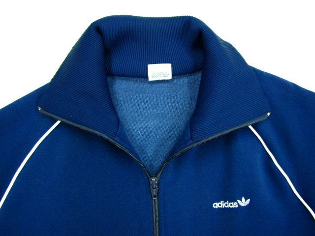 ★F750＊美品 クラシック 70s adidas Mサイズ アディダス 西ドイツ トラックジャケット ジャージ ロゴ ネイビー ホワイト_画像2