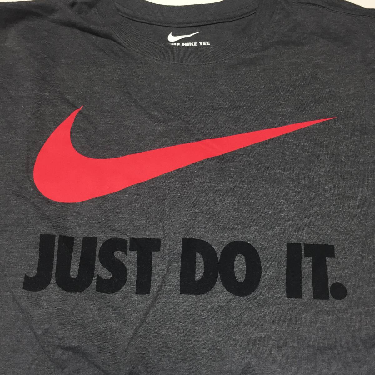 【ナイキ 半袖ビッグロゴTシャツ】ビッグスウッシュ JASTDOIT. L グレー NIKE 古着 [220420-048]_画像5