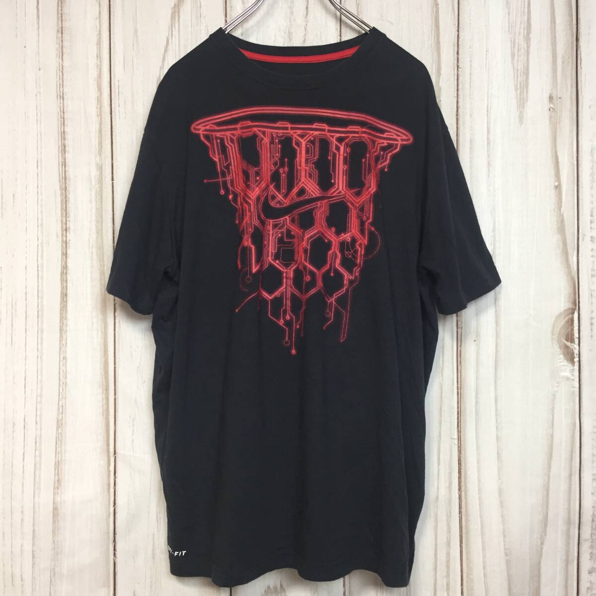 【ナイキ 半袖プリントTシャツ】DRI-FIT プリントデザイン ビッグサイズ XL 黒 NIKE 古着 [220420-045]_画像2