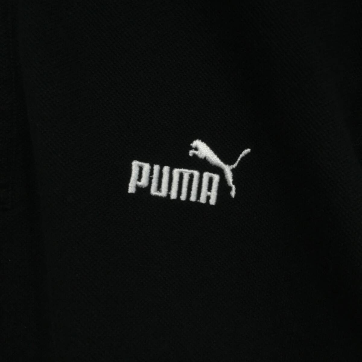 【プーマ 半袖ポロシャツ】美品 90s ヒットユニオン ハーフボタン M 黒 PUMA 古着 [230615-015]_画像6