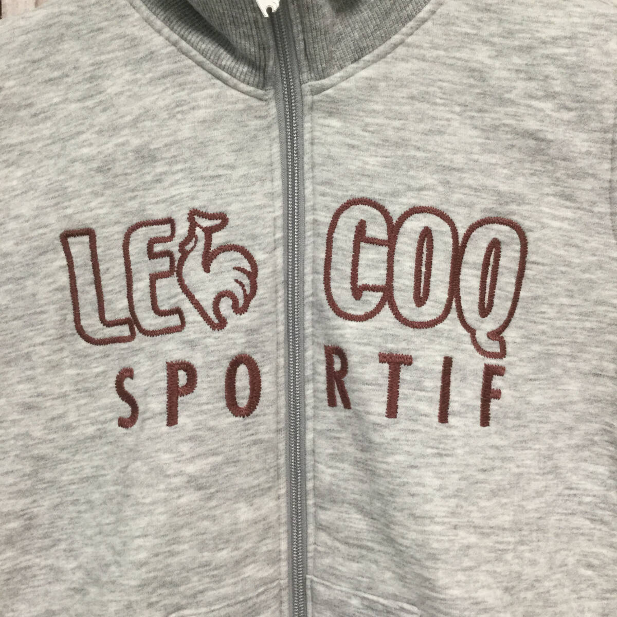 【ルコックスポルティフ ロゴ刺繍フルジップスウェット】 ビッグロゴ トレーナー XL相当 グレー lecoq sportif 古着 [240116-021]_画像8