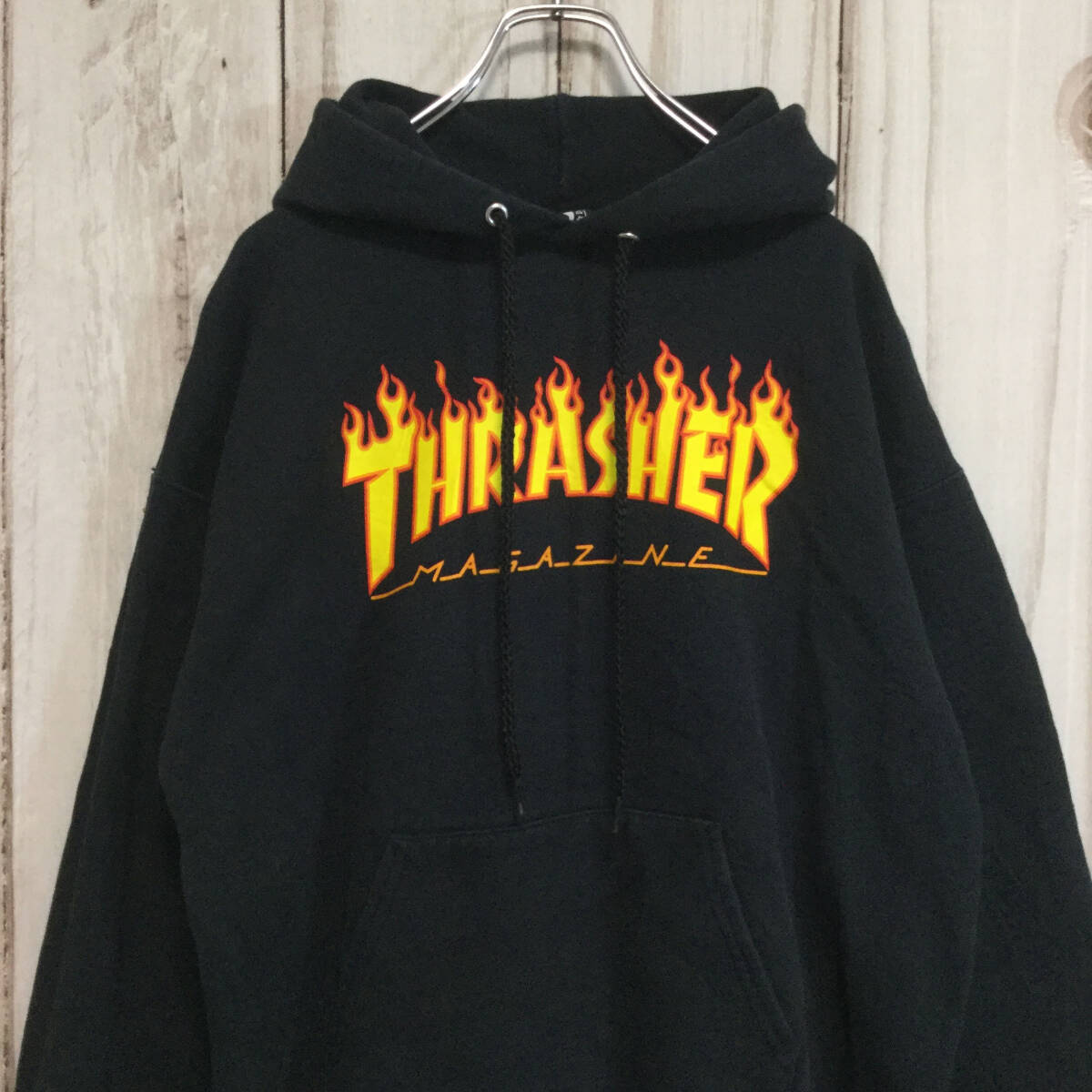 【スラッシャー ビッグロゴパーカー】スウェット プルオーパー M 黒 THRASHER 古着 [240127-019]_画像5