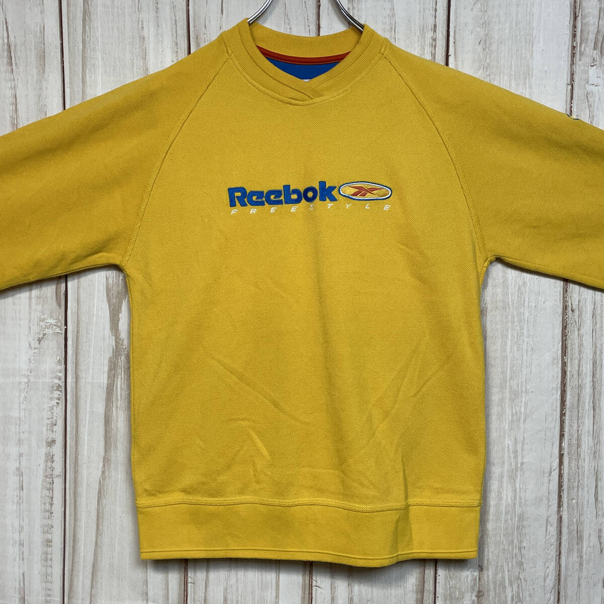 【リーボック スウェット】 90年代 ロゴ刺繍 ビッグロゴ トレーナー ヴィンテージ XL相当 黄 Reebok 古着 [231103-018]_画像5