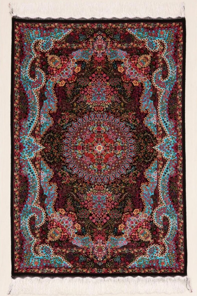 シルク イラン クム産 最高級 ペルシャ絨毯 117.3×78.3cm_画像4