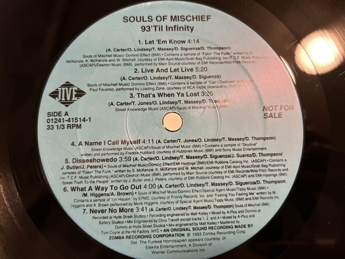 Souls Of Mischief 93 'Til Infinity レアプロモ　黒盤　1st LP classic 名盤_画像1