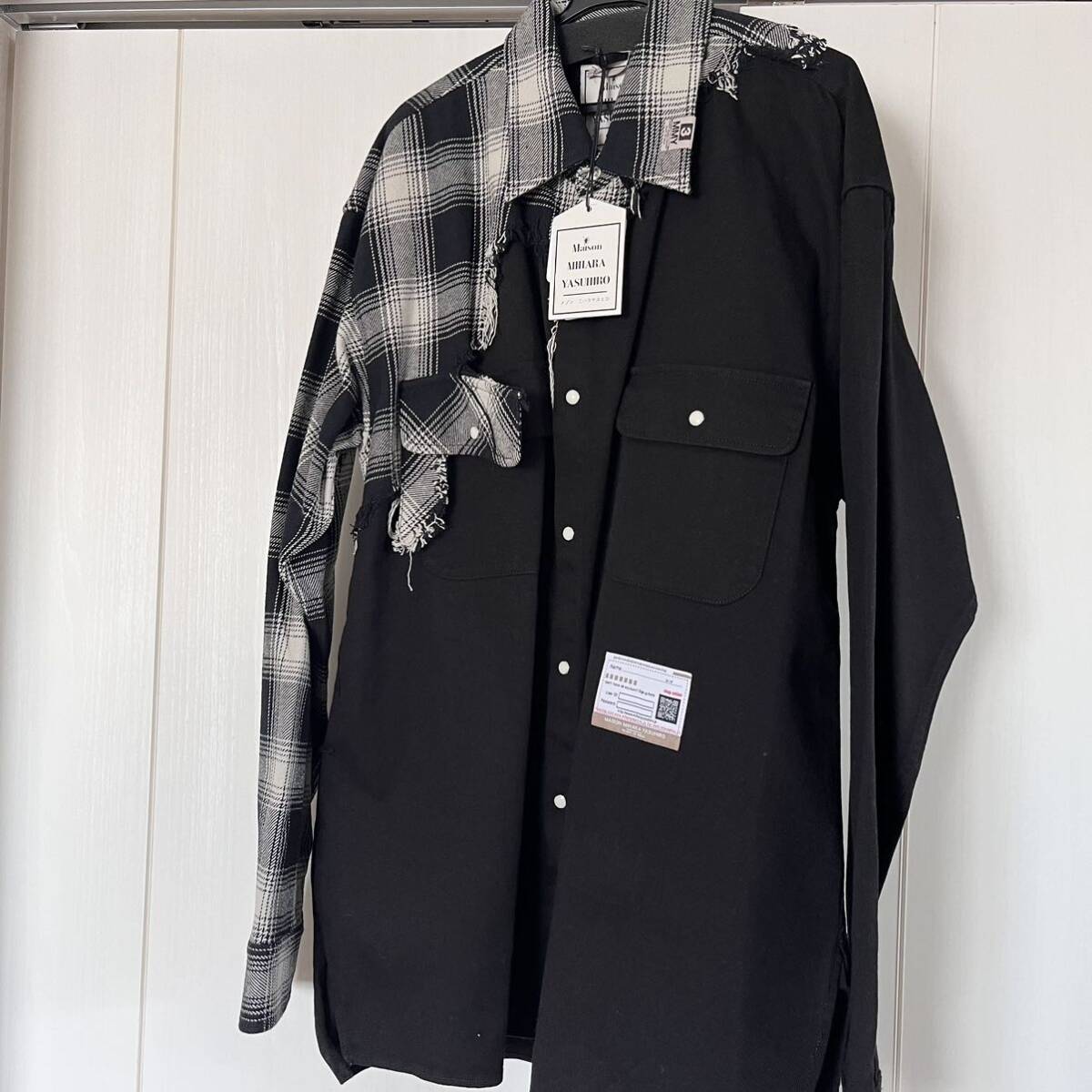 新品タグ付 メゾン ミハラヤスヒロ チェック柄 ダメージ シャツ 46 L Maison MIHARA YASUHIRO Hirf Broken Shirts 長袖シャツ_画像2