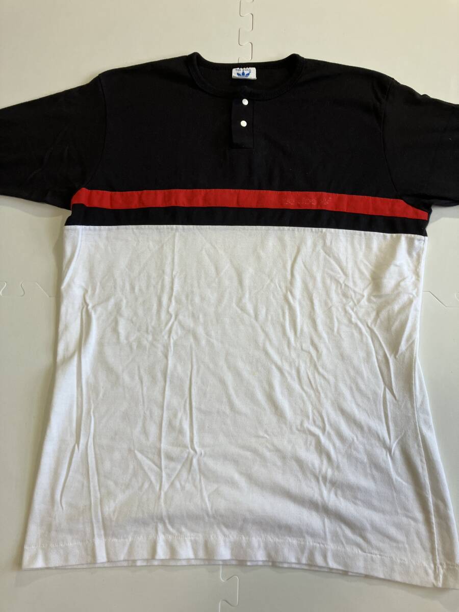 80s vintage アディダス　ヘンリーネック　Tシャツ　切り替え　トレフォイル　ナイキ　adidas_画像3