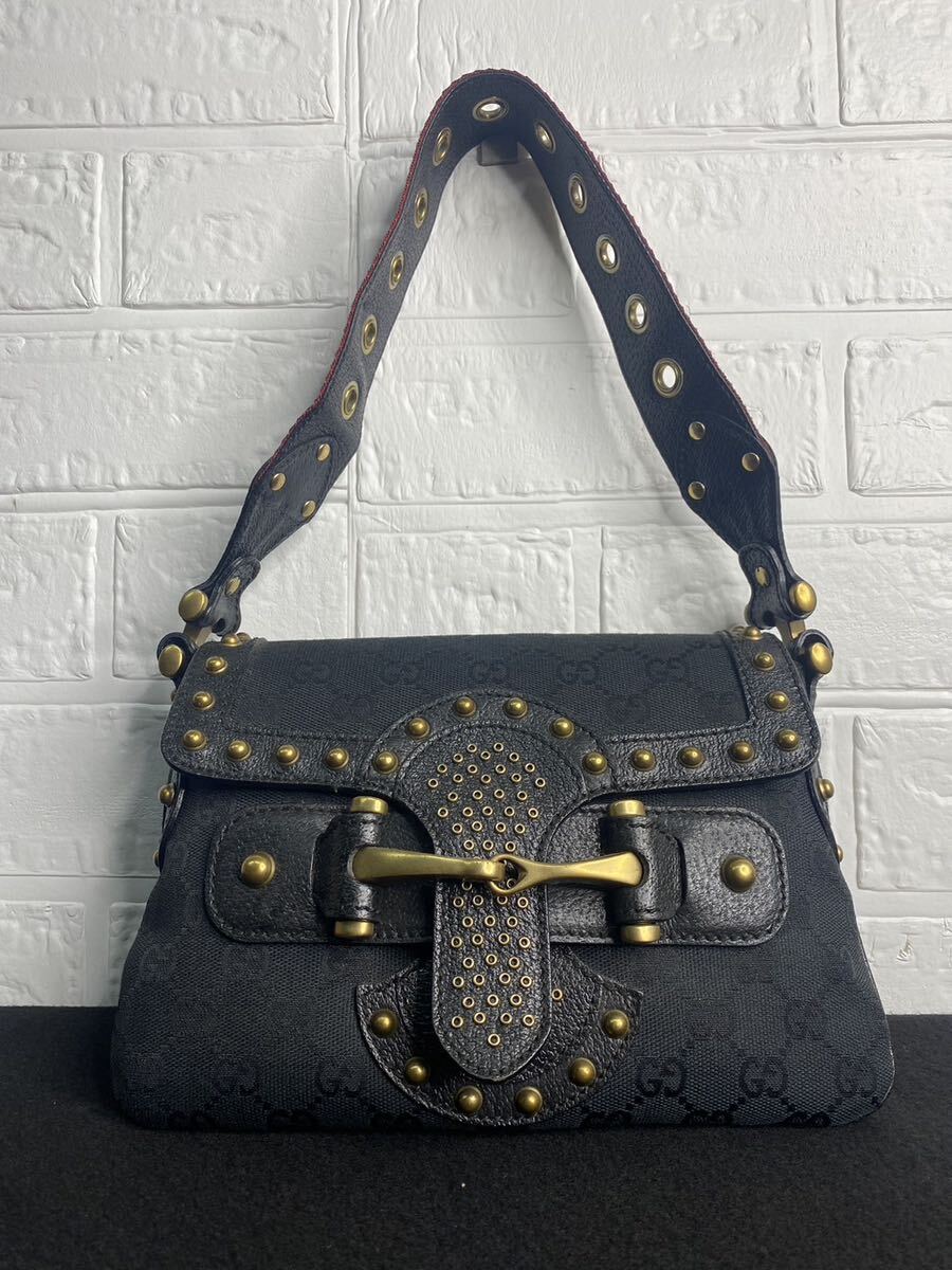 【FS029712000】グッチ バック144190 ハンドバッグ 黒 ブラック GUCCI オリジナルGGショルダーバッグ シグネチャー タビー _画像1