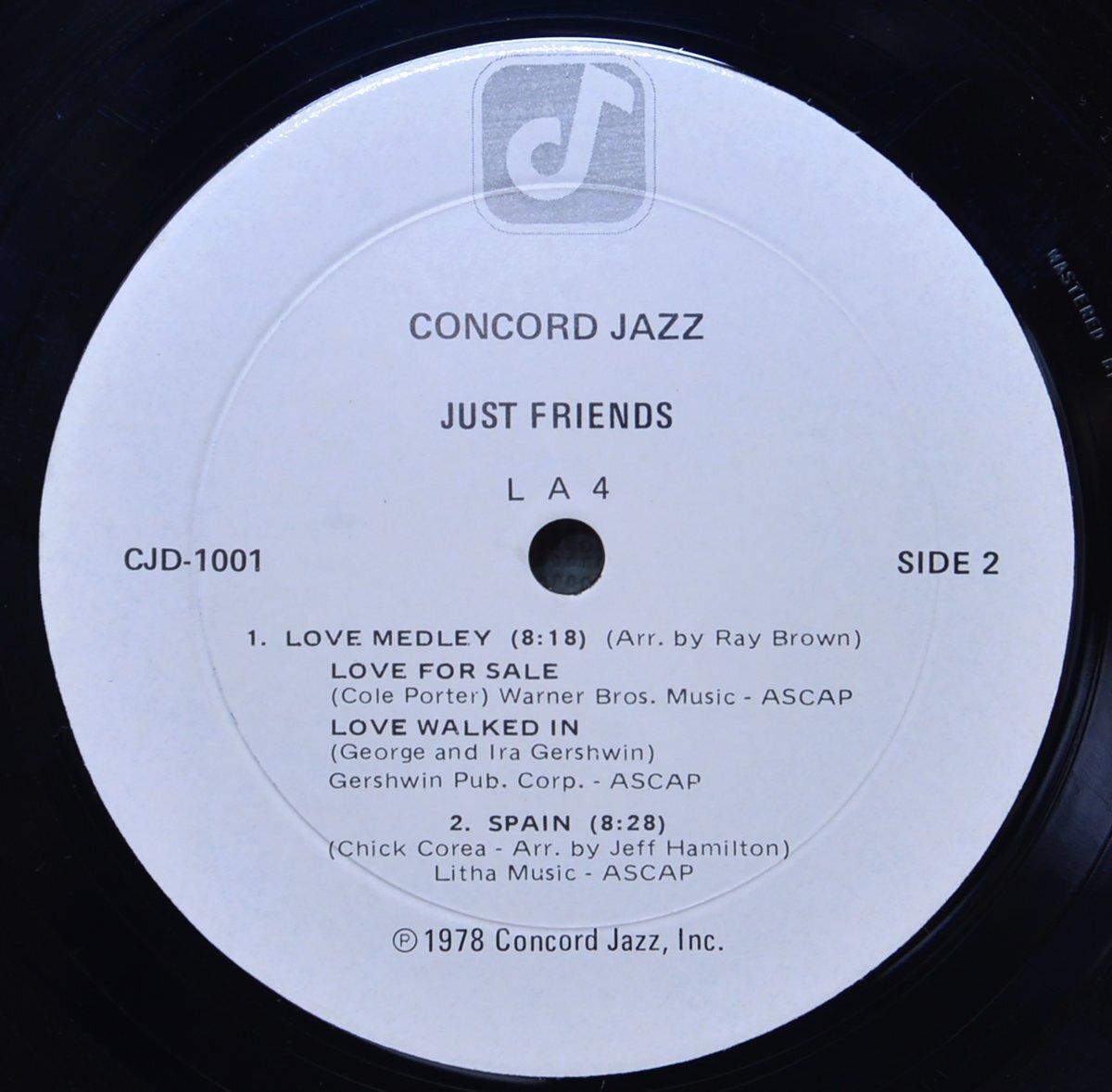 LA4 / JUST FRIENDS CONCORD JAZZ CJD-1001 US盤 LPレコード