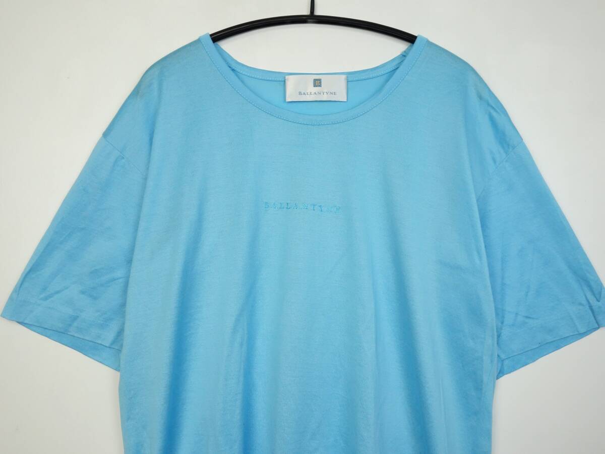 C379/BALLANTYNE/バランタイン/イタリア製/コットン半袖Tシャツ/ロゴ刺しゅう/スカイブルー系/レディース/1サイズ_画像3