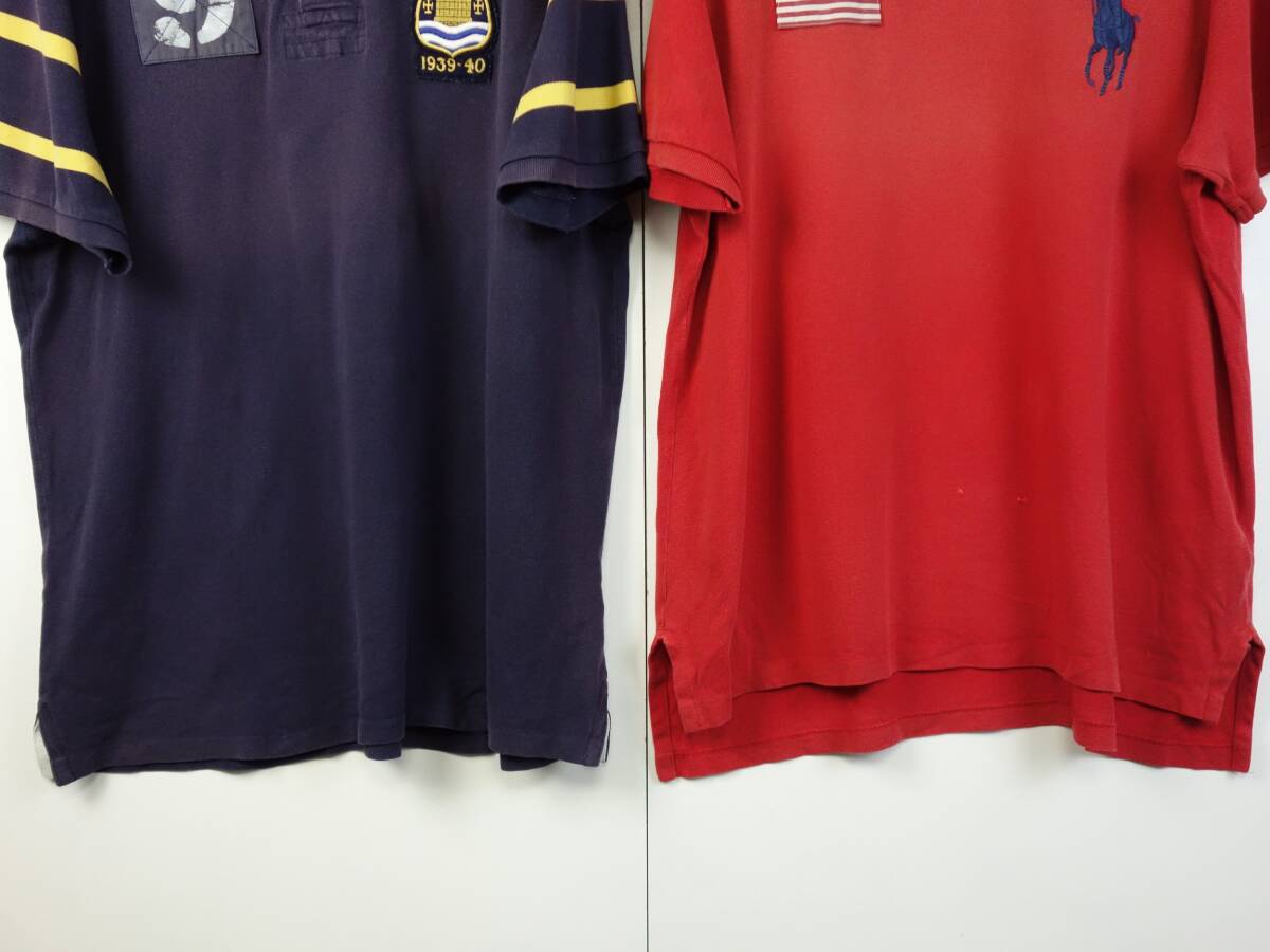 C423/POLO RALPH LAUREN/ポロラルフローレン/コットン半袖ポロシャツ/2枚セット/ネイビー系/レッド系/メンズ/XLサイズ/_画像4