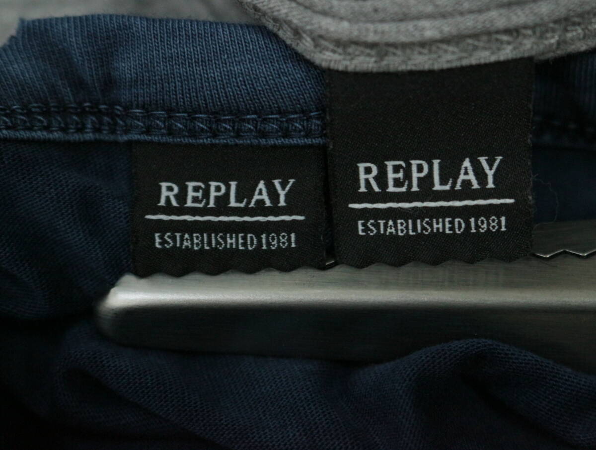 C438/REPLAY/ポルトガル製/半袖Tシャツ/無地T/濃紺/グレー/トップス/2点セット/メンズ/リプレイ/R刺しゅう_画像5